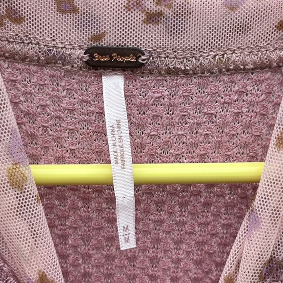 Free People Opposites Attract Floral Oversize Thermal Mesh Mini Dress Size M - Picture 8 of 10